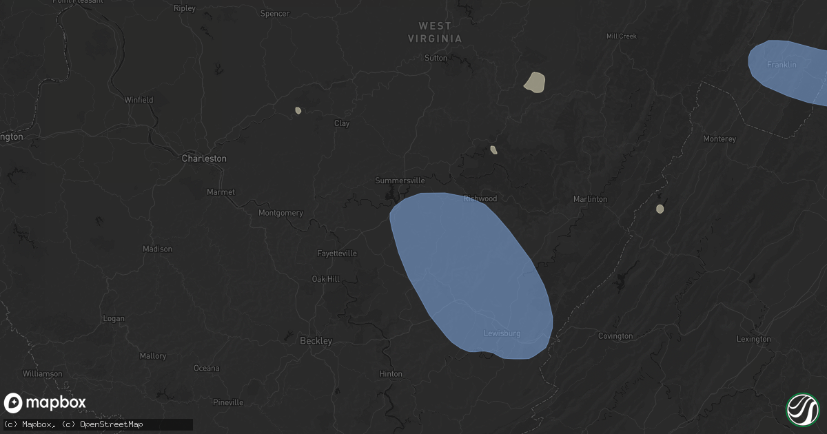 Hail map in Mount Nebo, WV on August 10, 2026