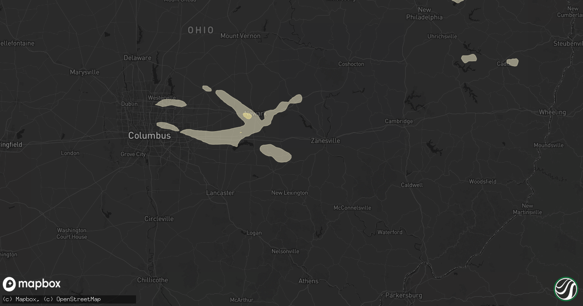 Hail map in Mount Perry, OH on August 10, 2026