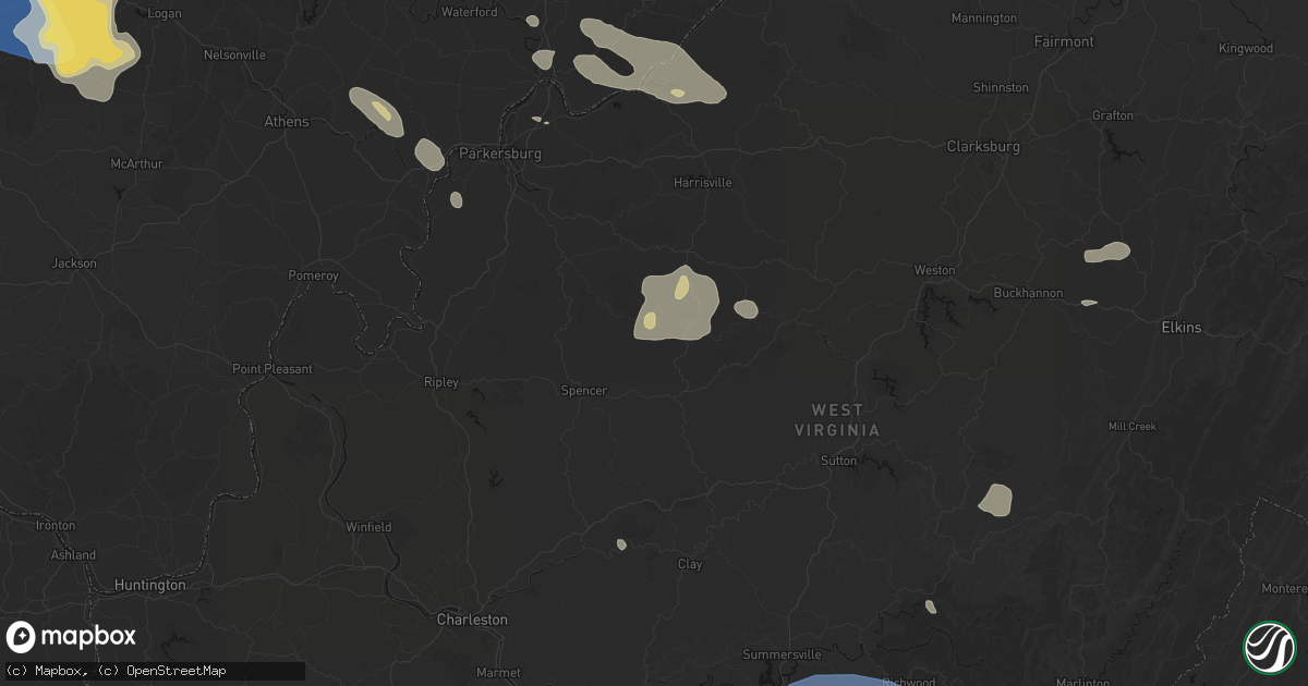 Hail map in Mount Zion, WV on August 10, 2026