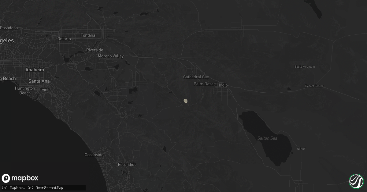 Hail map in Mountain Center, CA on August 10, 2026