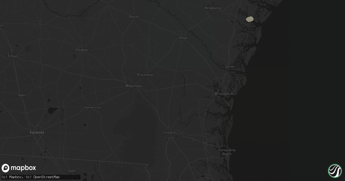 Hail map in Nahunta, GA on August 10, 2026
