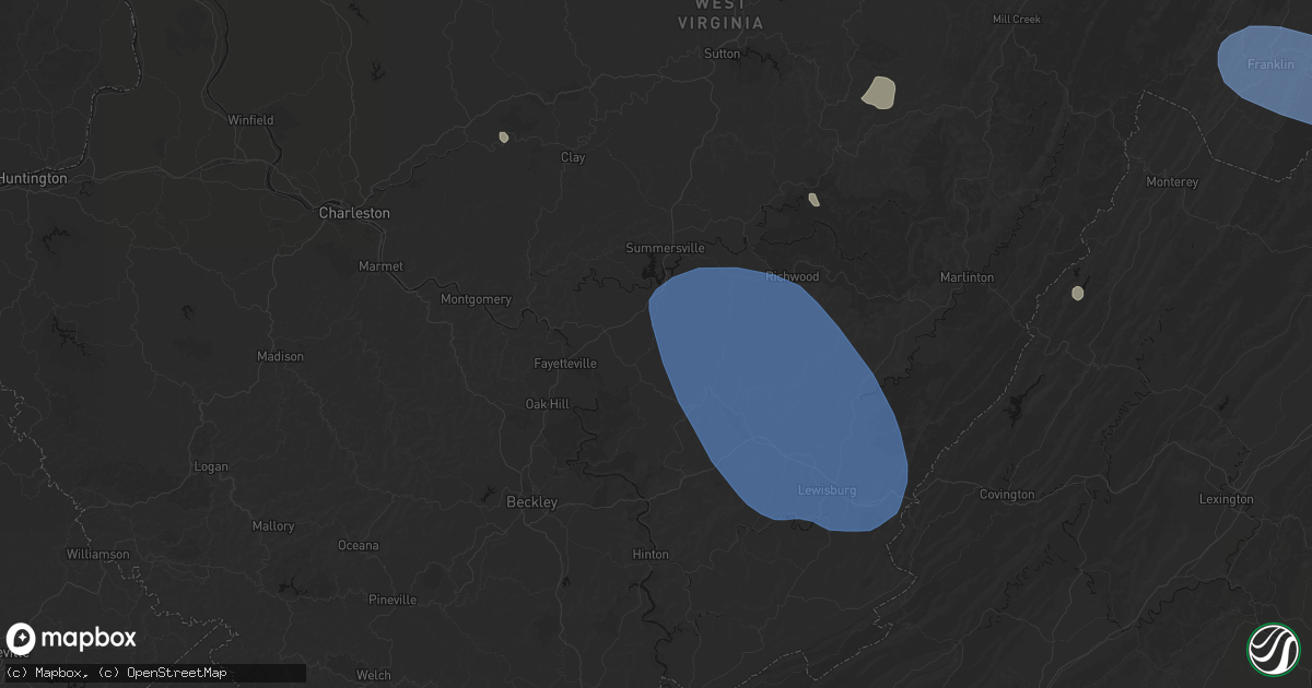 Hail map in Nallen, WV on August 10, 2026