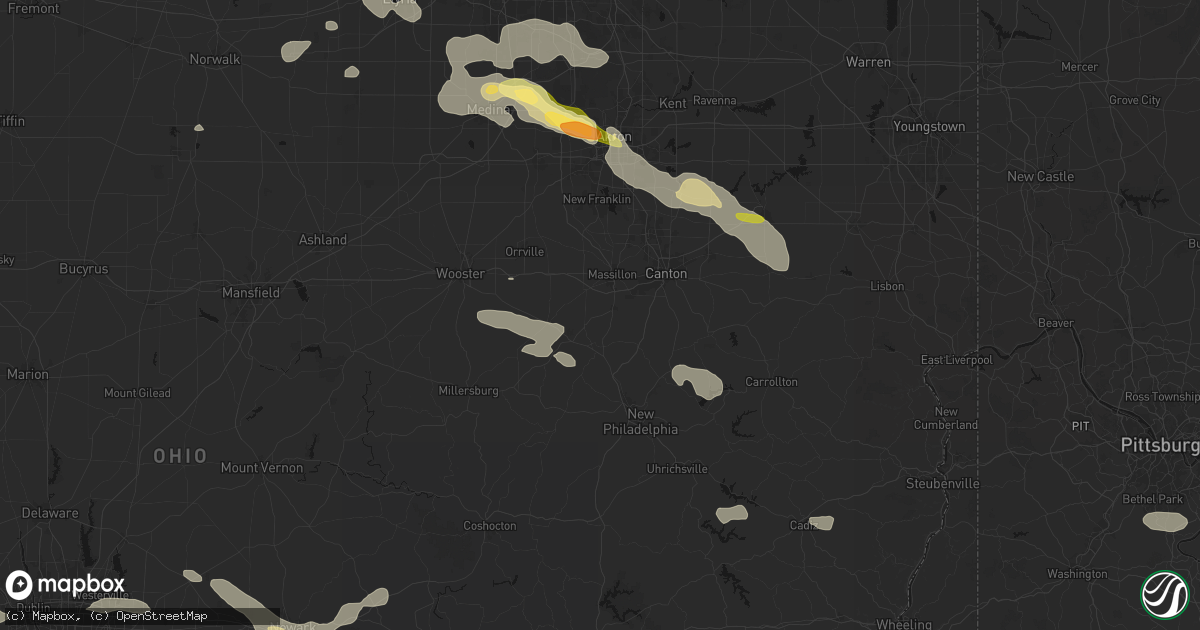 Hail map in Navarre, OH on August 10, 2026