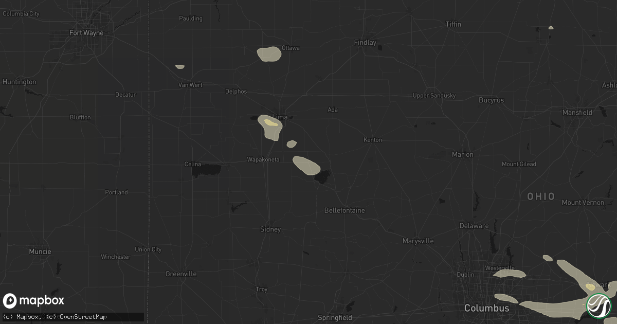 Hail map in New Hampshire, OH on August 10, 2026