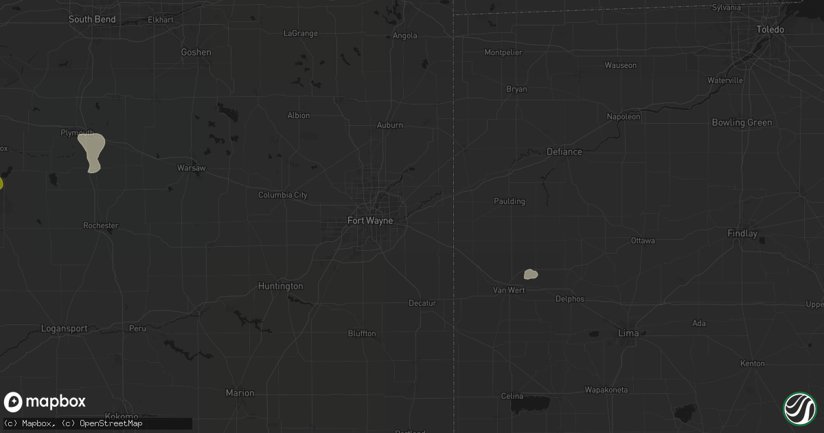 Hail map in New Haven, IN on August 10, 2026