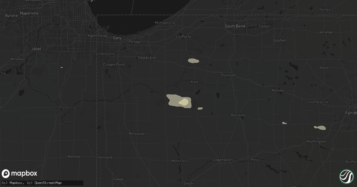 Hail map in North Judson, IN on August 10, 2026