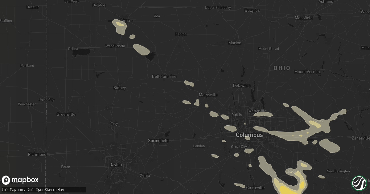 Hail map in North Lewisburg, OH on August 10, 2026