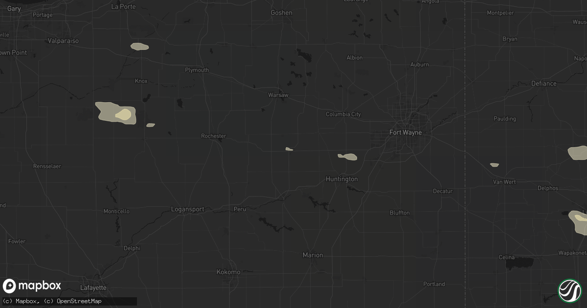 Hail map in North Manchester, IN on August 10, 2026