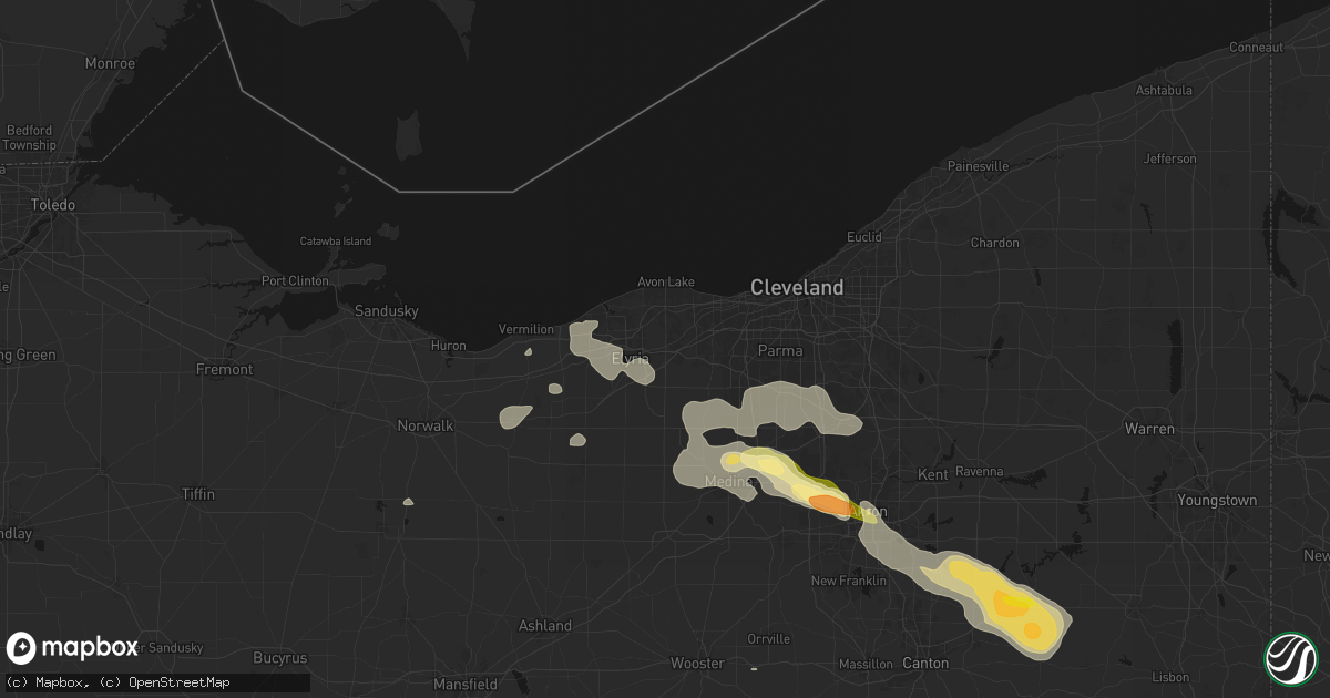 Hail map in North Ridgeville, OH on August 10, 2026