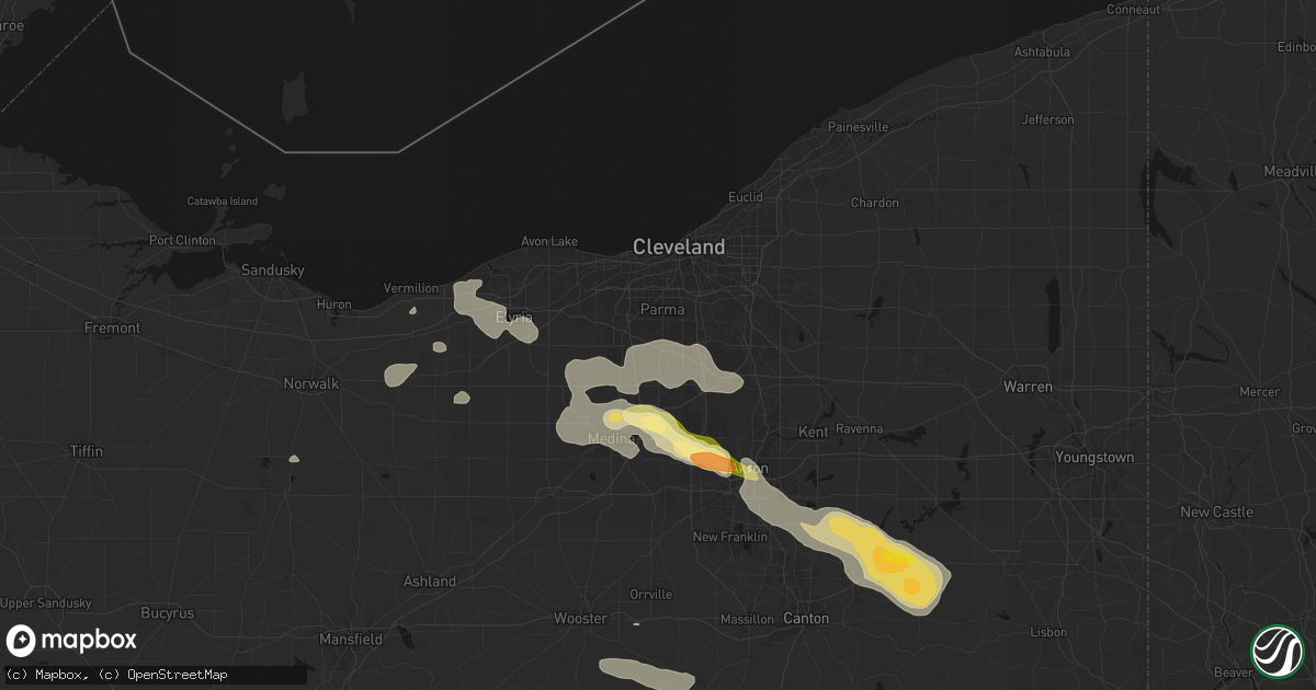 Hail map in North Royalton, OH on August 10, 2026