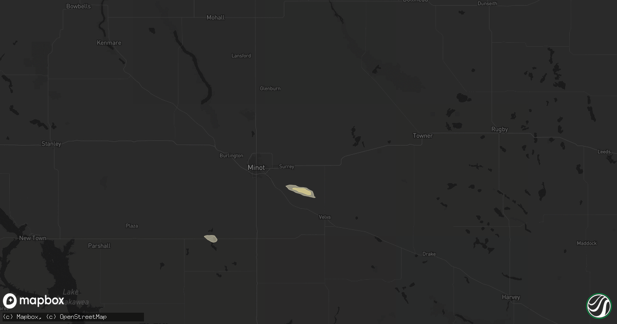 Hail map in Norwich, ND on August 10, 2026