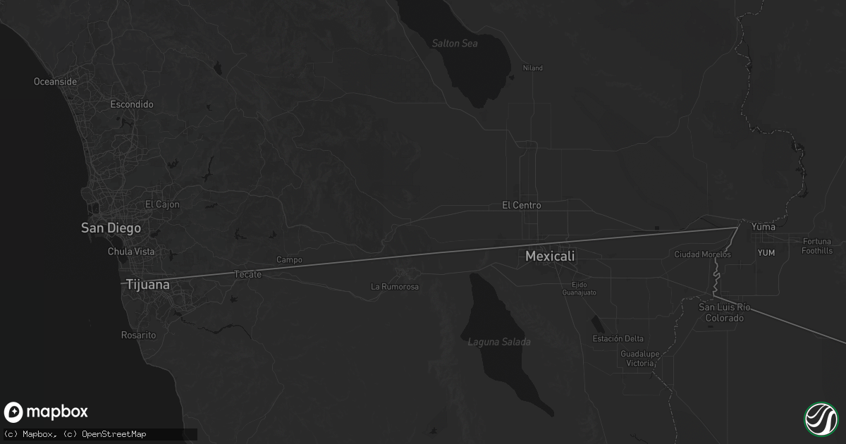 Hail map in Ocotillo, CA on August 10, 2026