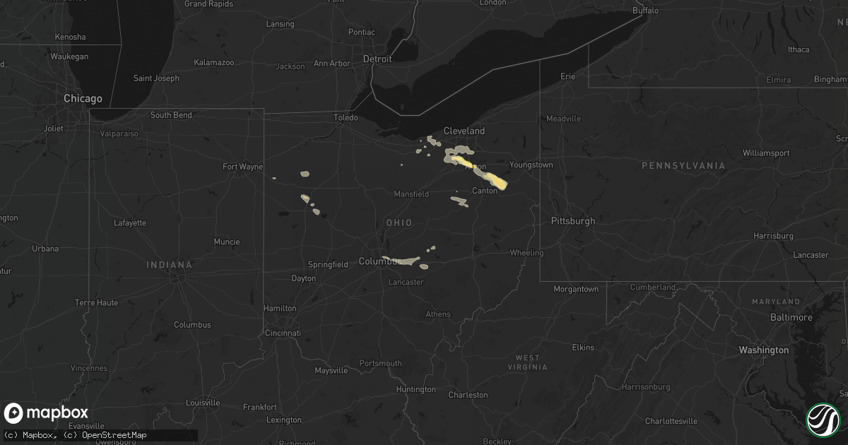 Hail map in Ohio on August 10, 2026