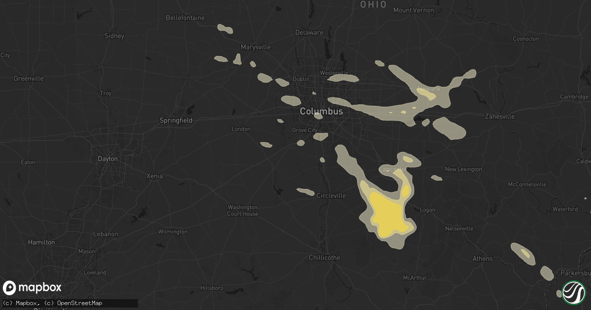 Hail map in Orient, OH on August 10, 2026