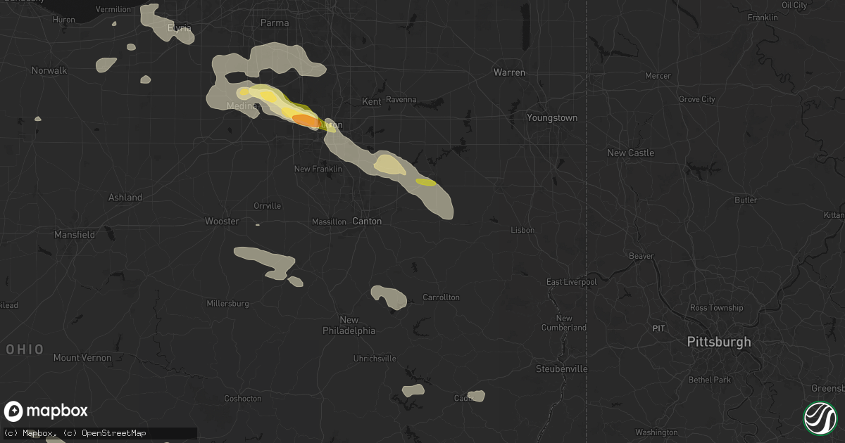 Hail map in Paris, OH on August 10, 2026