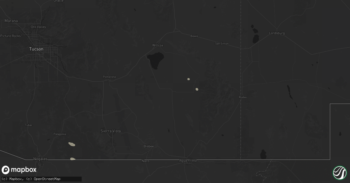 Hail map in Pearce, AZ on August 10, 2026
