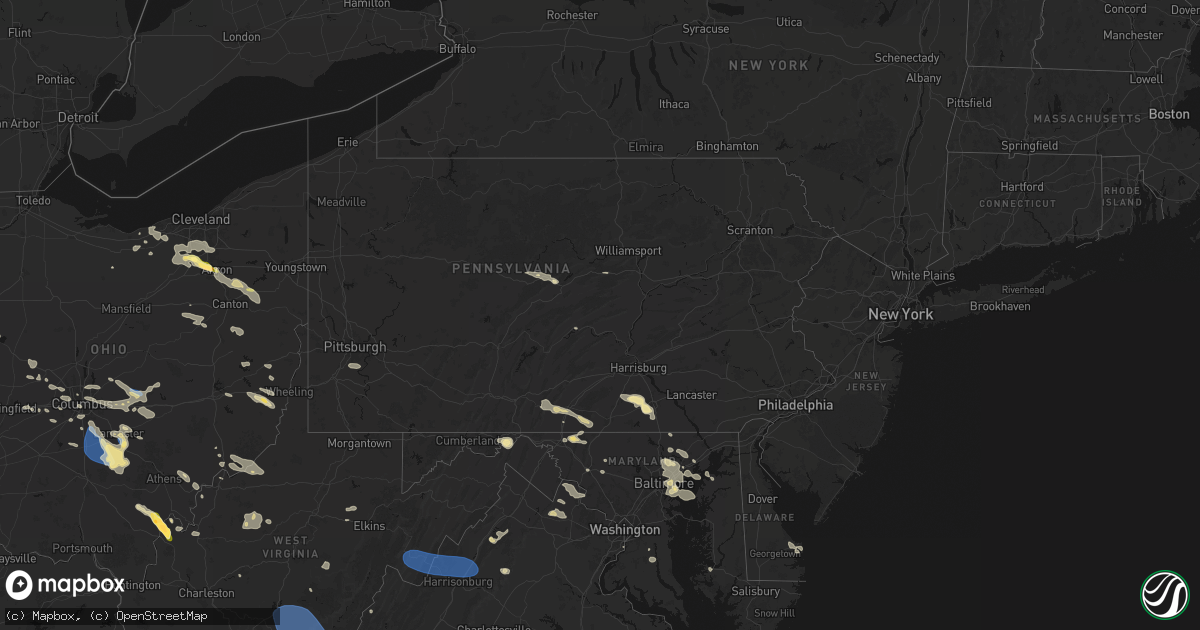 Hail map in Pennsylvania on August 10, 2026