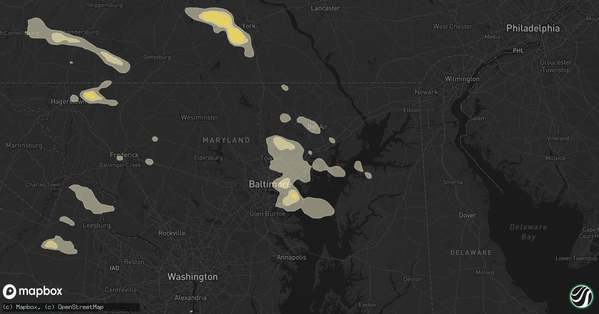 Hail map in Perry Hall, MD on August 10, 2026