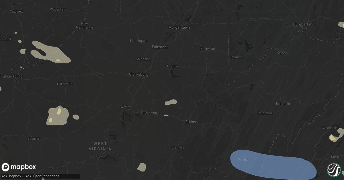 Hail map in Philippi, WV on August 10, 2026