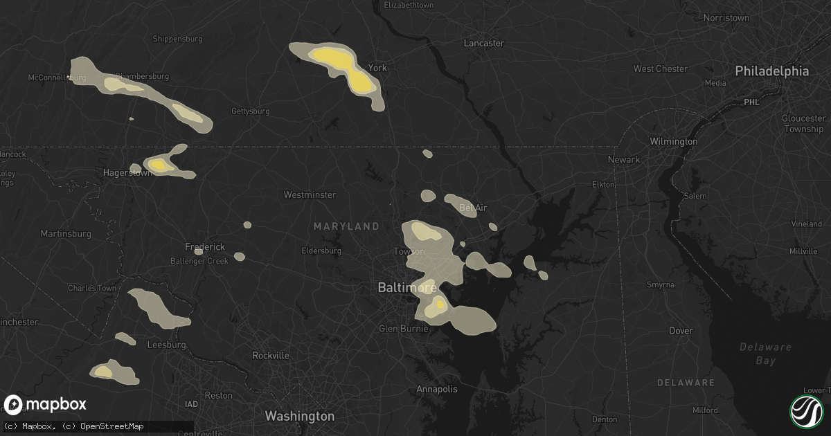 Hail map in Phoenix, MD on August 10, 2026