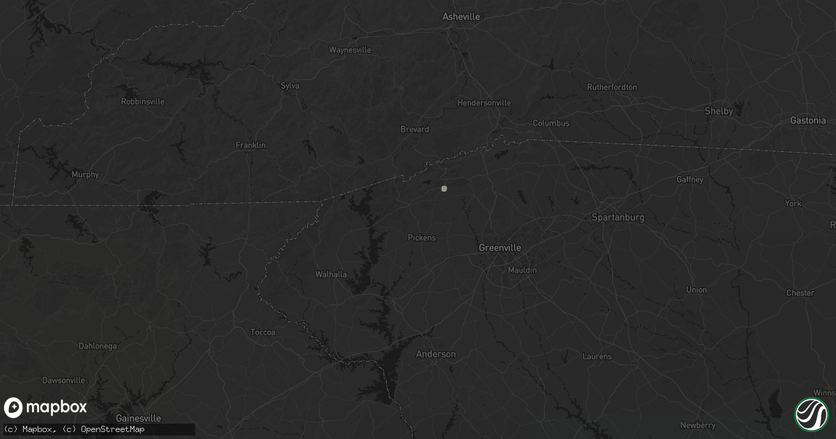 Hail map in Pickens, SC on August 10, 2026