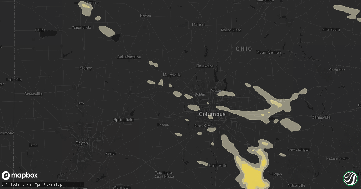 Hail map in Plain City, OH on August 10, 2026