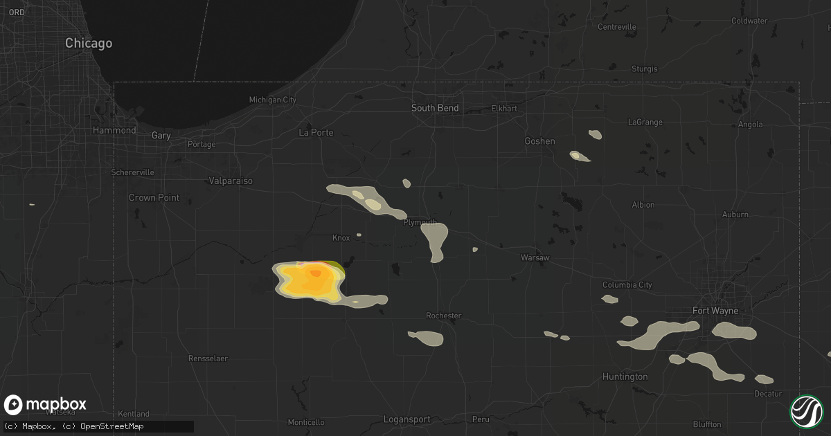 Hail map in Plymouth, IN on August 10, 2026