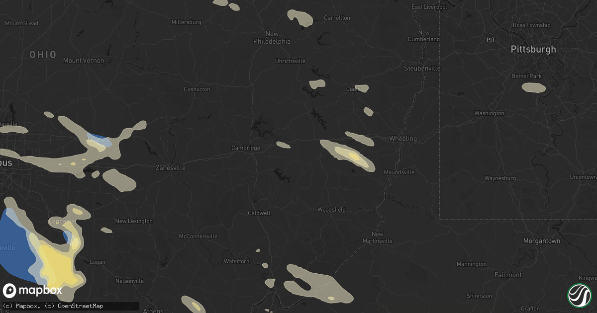 Hail map in Quaker City, OH on August 10, 2026