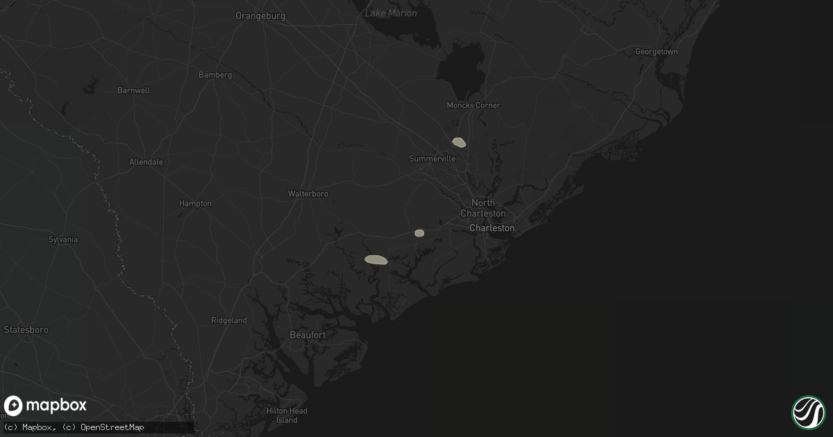 Hail map in Ravenel, SC on August 10, 2026