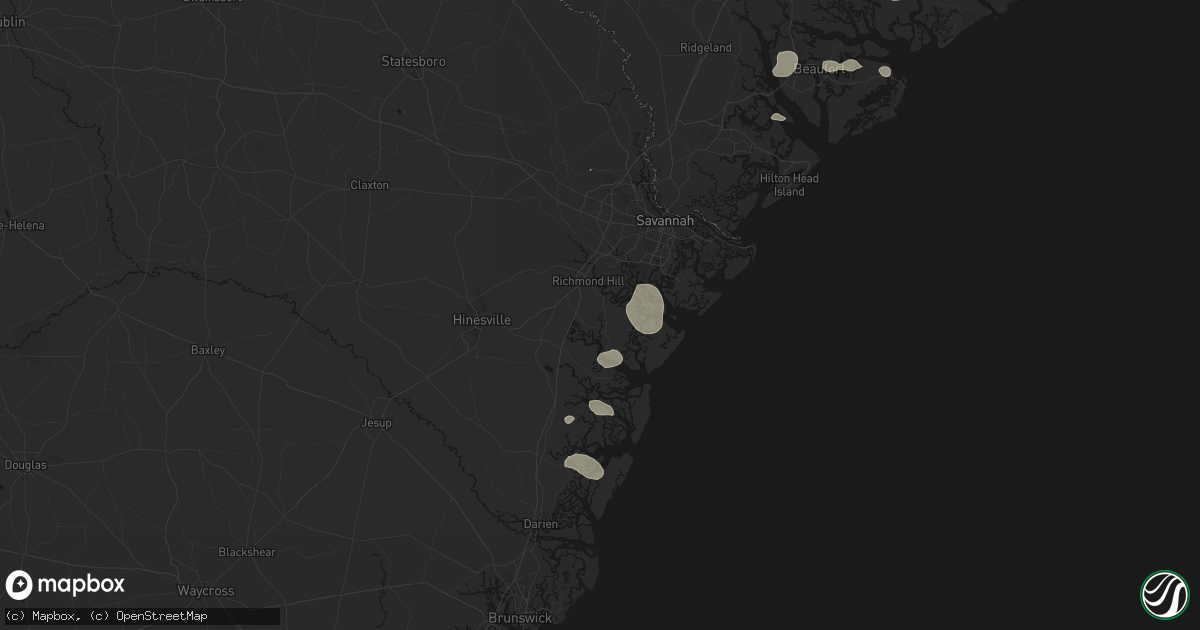 Hail map in Richmond Hill, GA on August 10, 2026