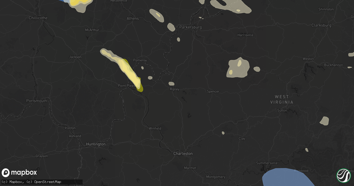 Hail map in Ripley, WV on August 10, 2026