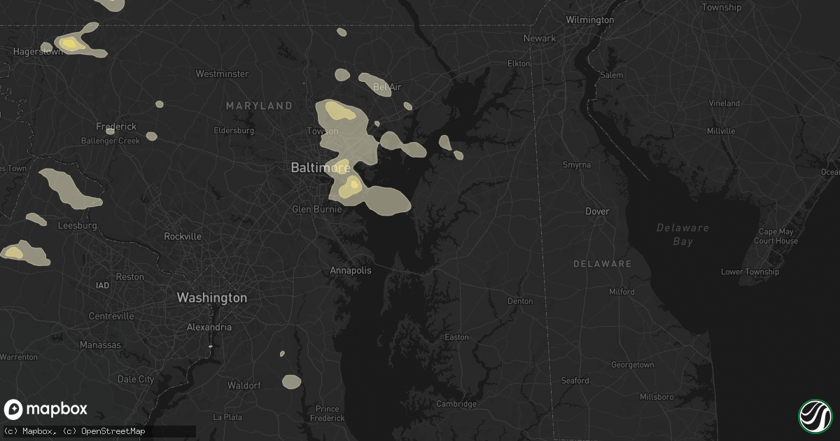 Hail map in Rock Hall, MD on August 10, 2026