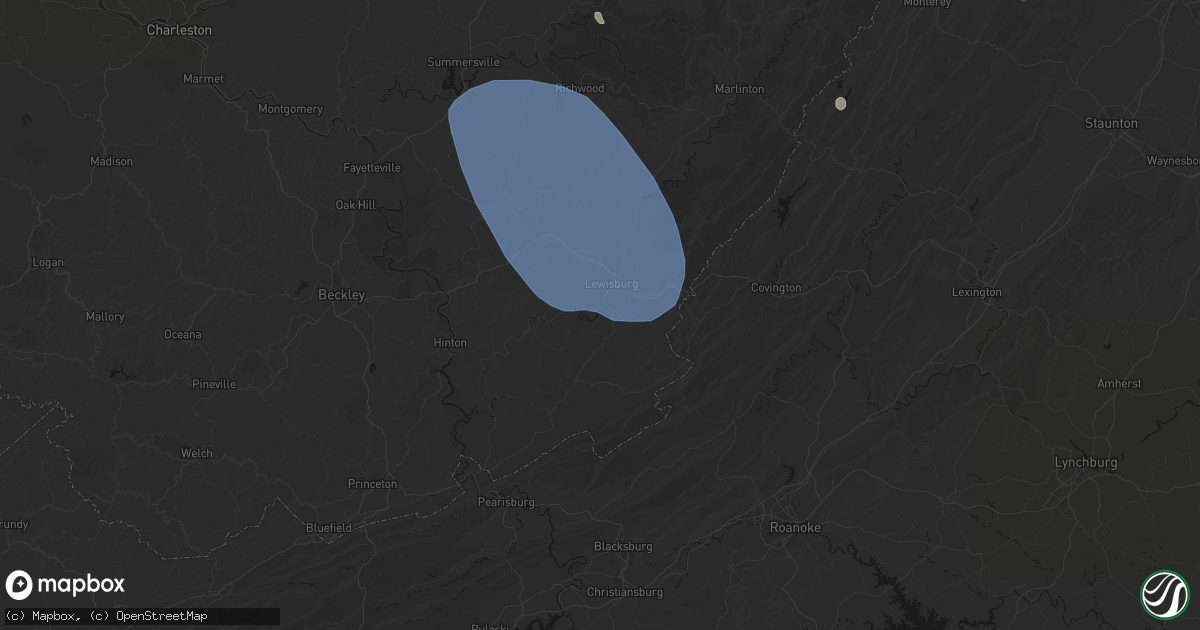 Hail map in Ronceverte, WV on August 10, 2026