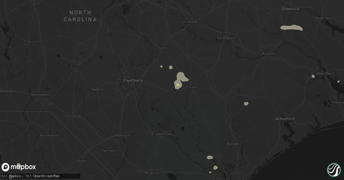 Hail map in Roseboro, NC on August 10, 2026
