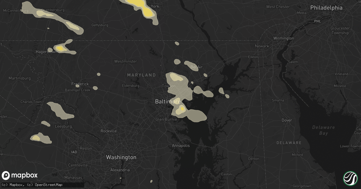 Hail map in Rosedale, MD on August 10, 2026