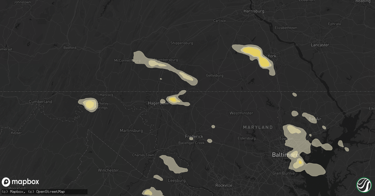Hail map in Sabillasville, MD on August 10, 2026
