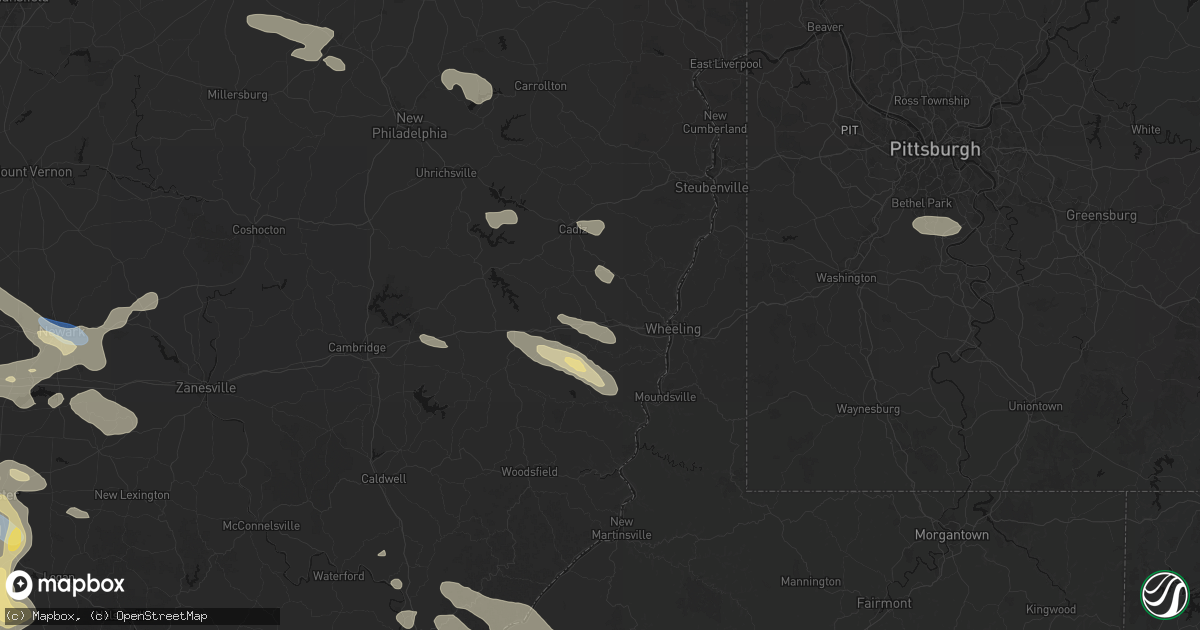 Hail map in Saint Clairsville, OH on August 10, 2026
