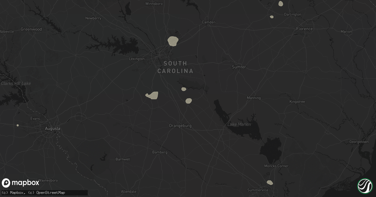 Hail map in Saint Matthews, SC on August 10, 2026