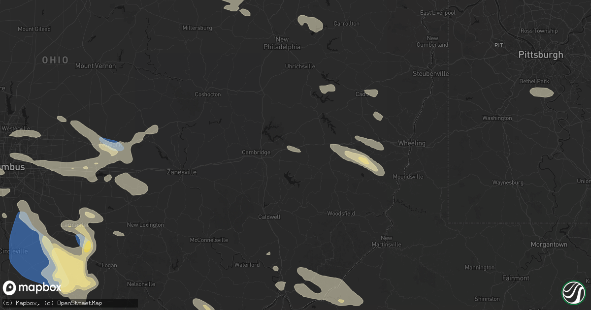 Hail map in Salesville, OH on August 10, 2026