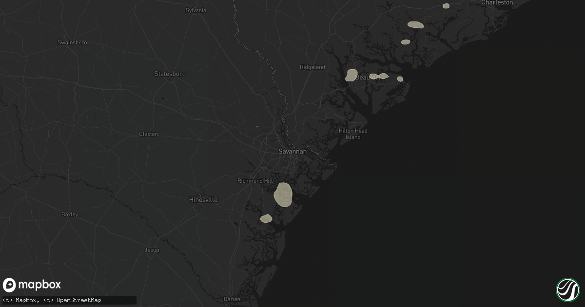 Hail map in Savannah, GA on August 10, 2026