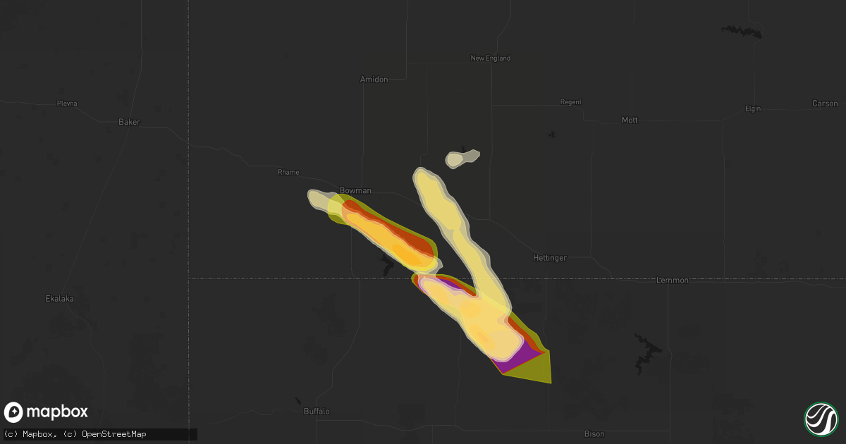 Hail map in Scranton, ND on August 10, 2026