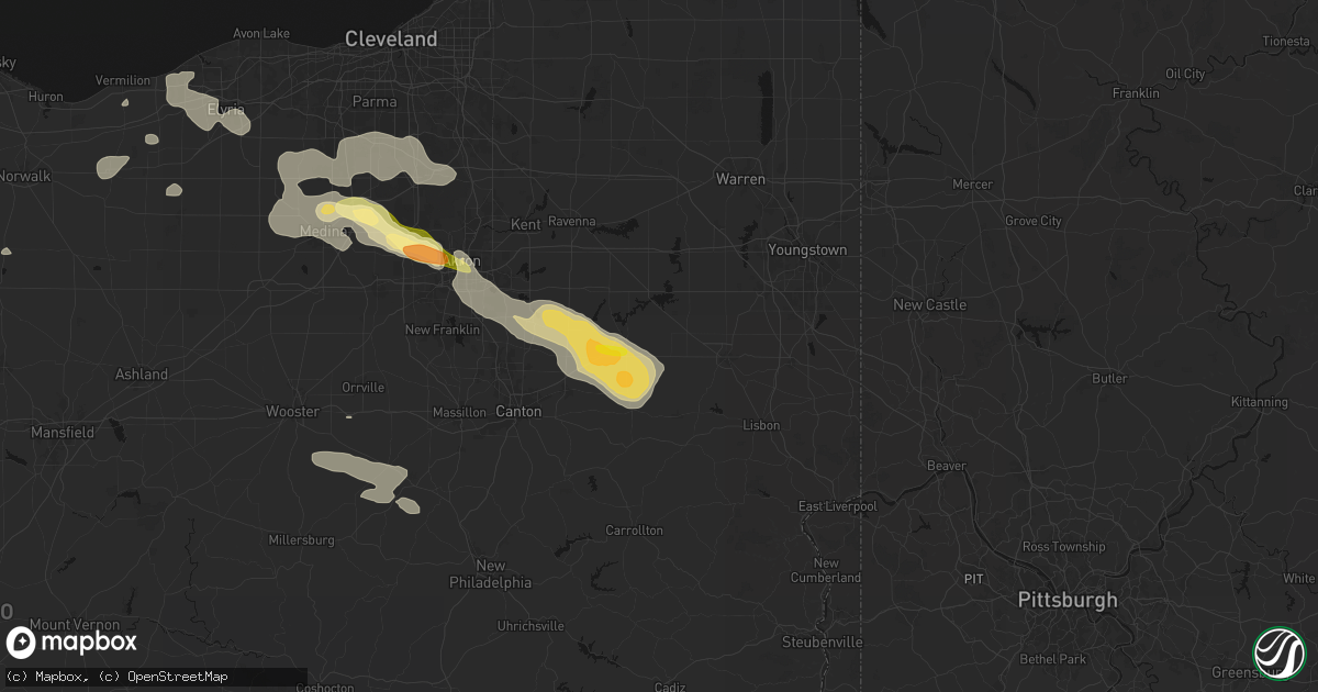 Hail map in Sebring, OH on August 10, 2026