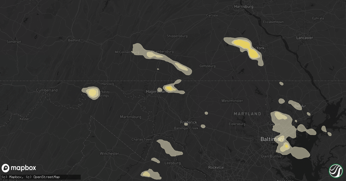 Hail map in Smithsburg, MD on August 10, 2026