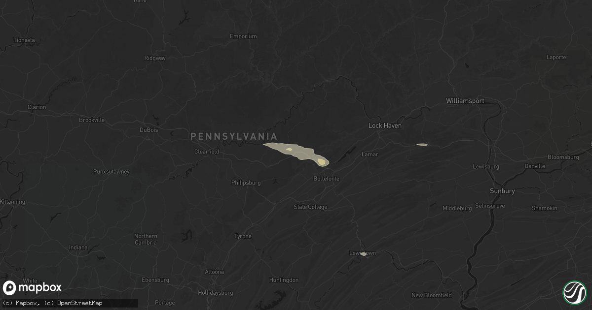 Hail map in Snow Shoe, PA on August 10, 2026