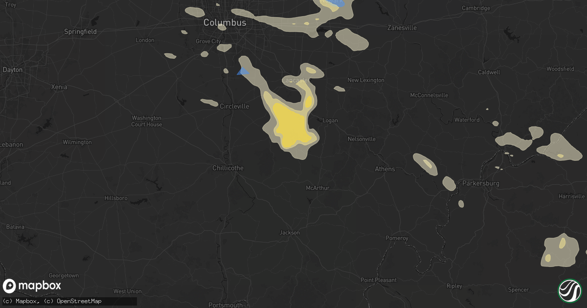Hail map in South Bloomingville, OH on August 10, 2026