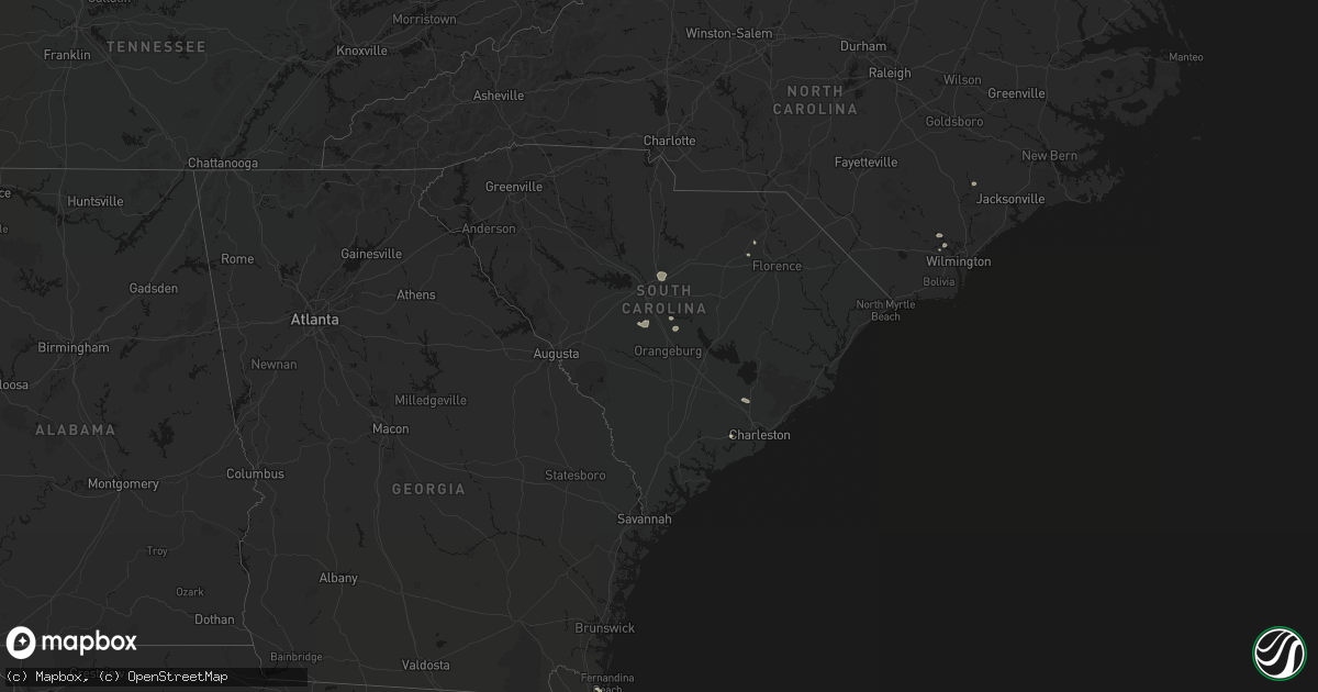 Hail map in South Carolina on August 10, 2026