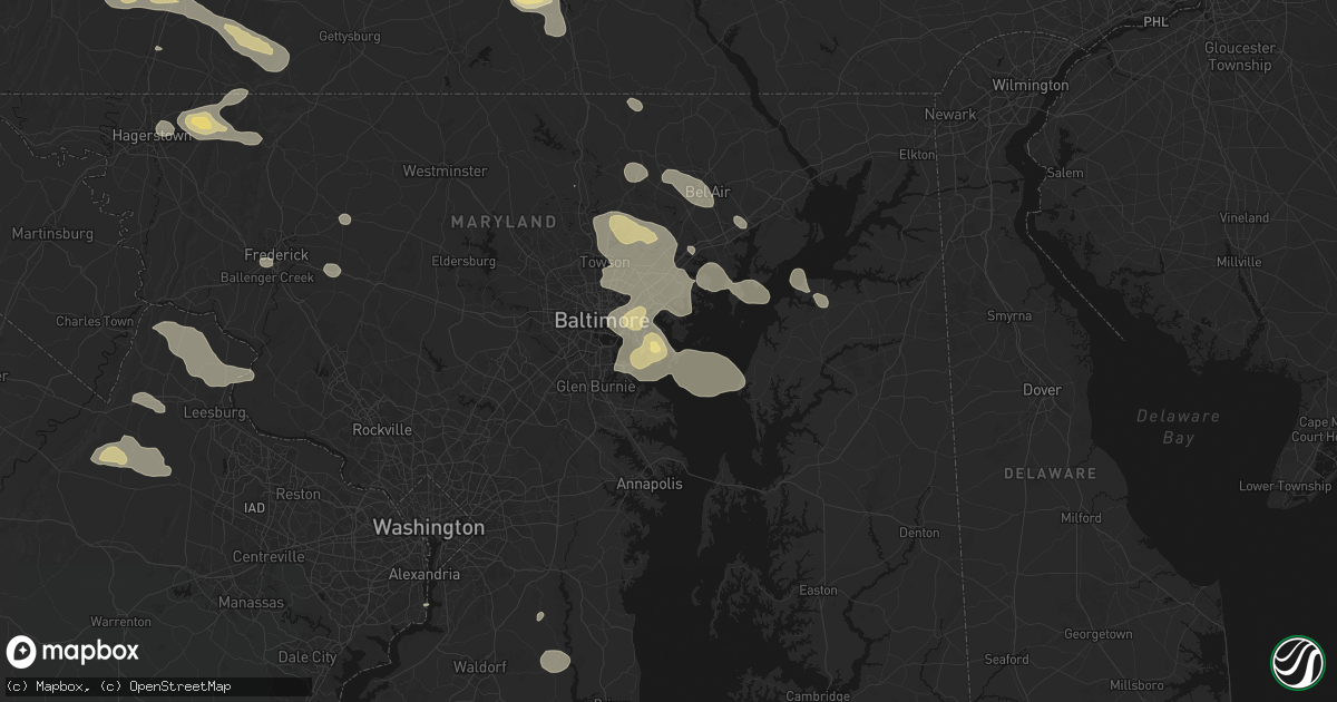 Hail map in Sparrows Point, MD on August 10, 2026