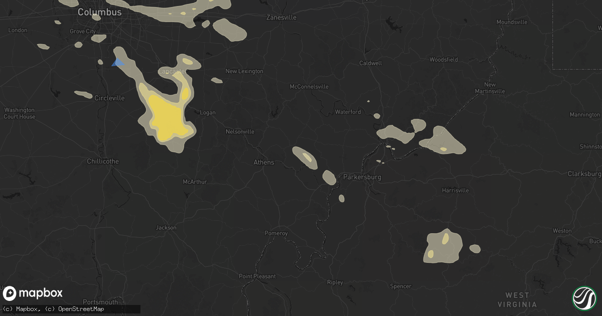Hail map in Stewart, OH on August 10, 2026