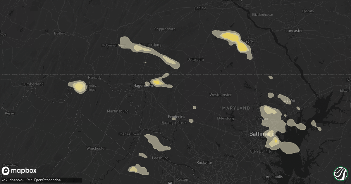 Hail map in Thurmont, MD on August 10, 2026
