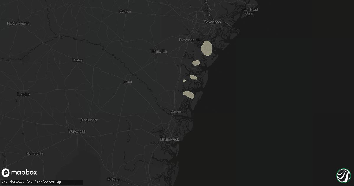 Hail map in Townsend, GA on August 10, 2026